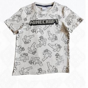 Minecraft Printed White Round Neck T Shirt